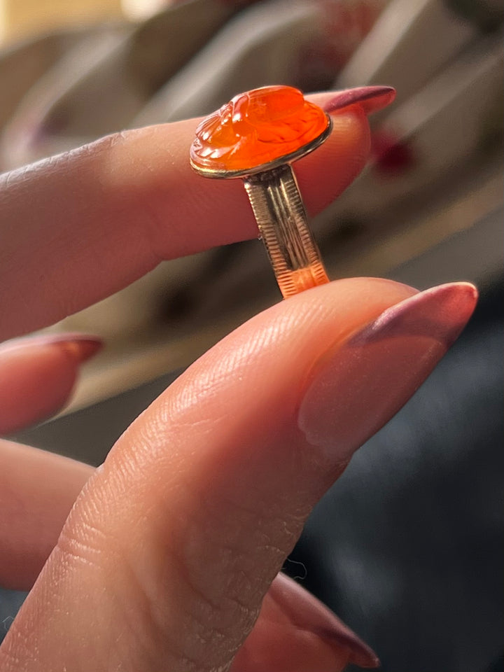 Victorian Egyptian Revival Carnelian Scarab Conversion Ring