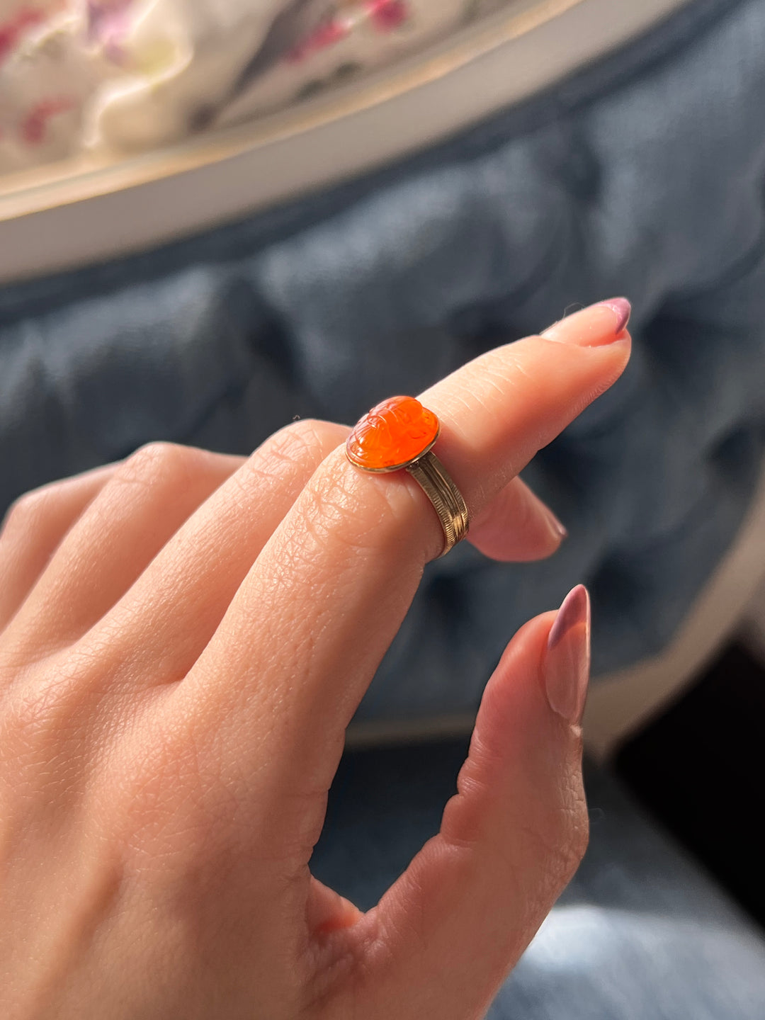 Victorian Egyptian Revival Carnelian Scarab Conversion Ring