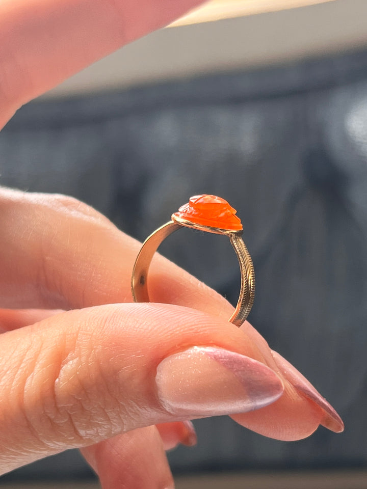 Victorian Egyptian Revival Carnelian Scarab Conversion Ring