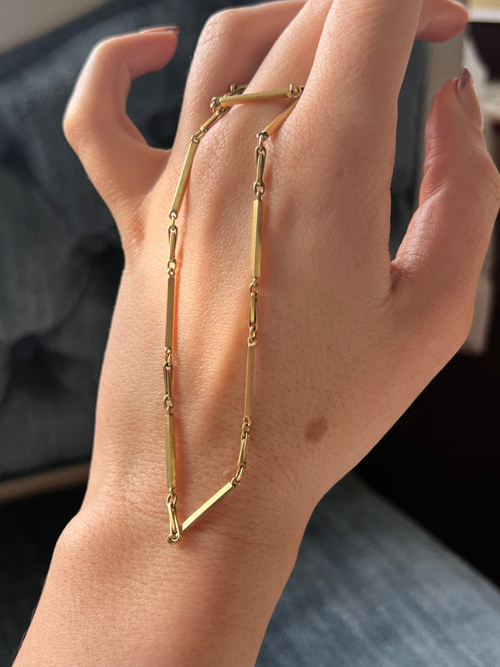 Edwardian Two Tone White and Yellow Gold Chain 14"
