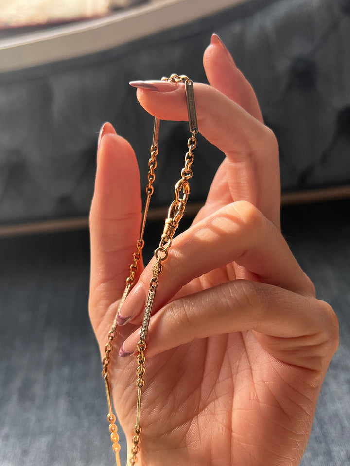 Edwardian Two Tone White and Yellow Gold Chain 14"