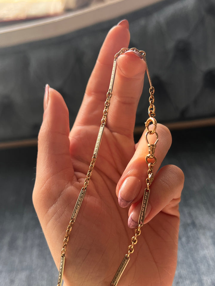 Edwardian Two Tone White and Yellow Gold Chain 14"