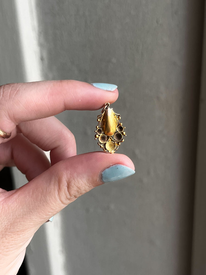 Superb Foiled Georgian Pink Topaz and Cannetille Work Pendant