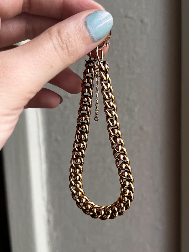 Stunning 9k Victorian Padlock Bracelet with Boule Design