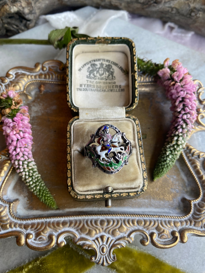 Sterling Austro-Hungarian "St. George Slaying The Dragon" Ring
