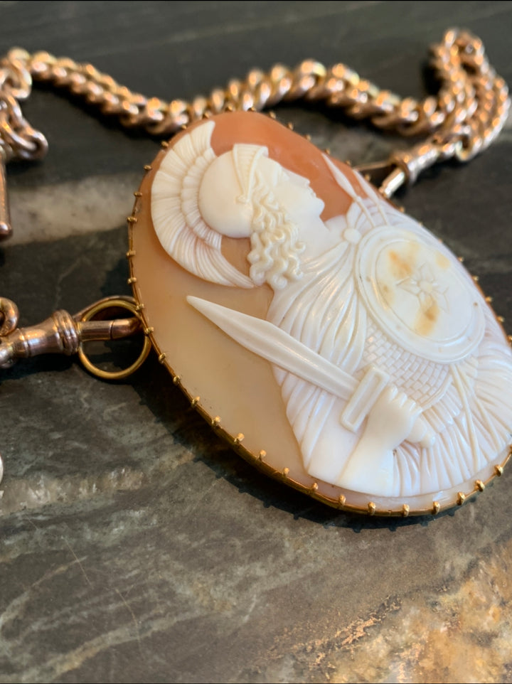 14k Bezel Set Apollo Shell Cameo Pendant