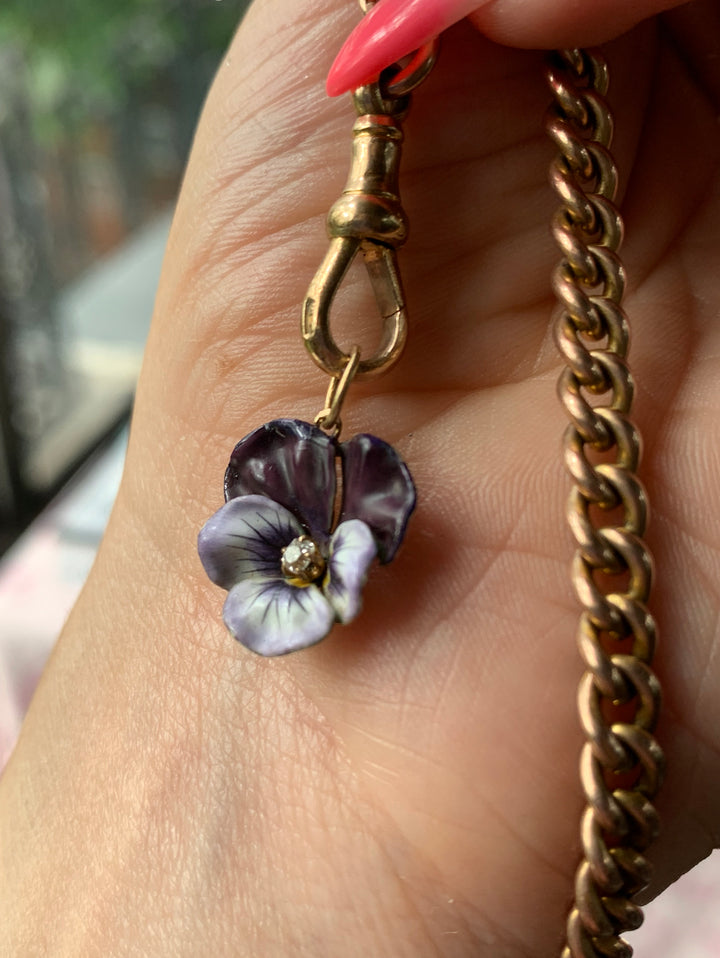 14ct Edwardian Enamel Pansy Pendant