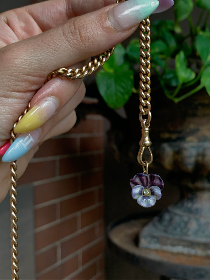 14ct Edwardian Enamel Pansy Pendant