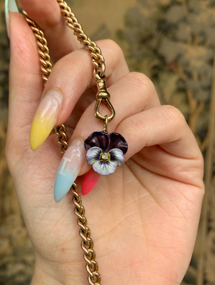14ct Edwardian Enamel Pansy Pendant