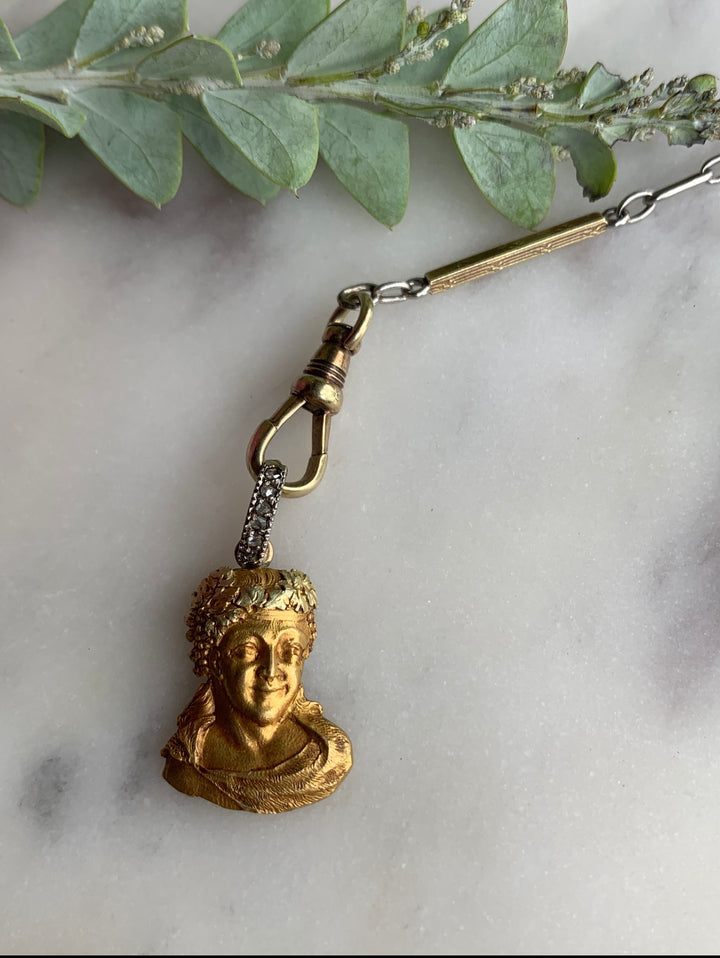 18ct Bacchus Portrait Pendant French C 1850
