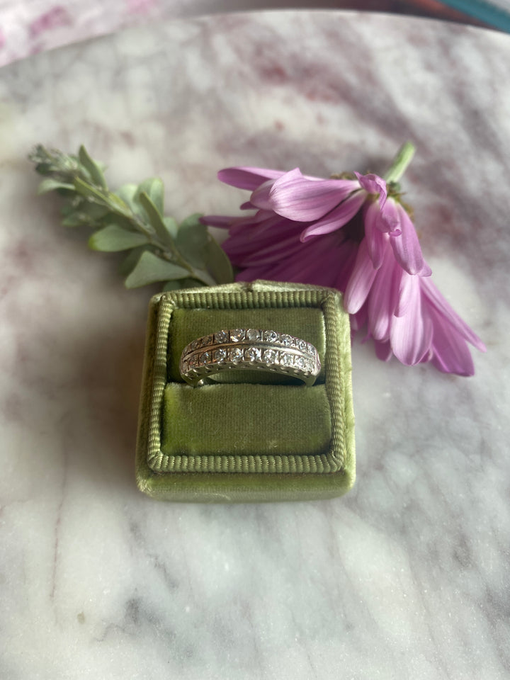 14k Double Band Diamond Ring