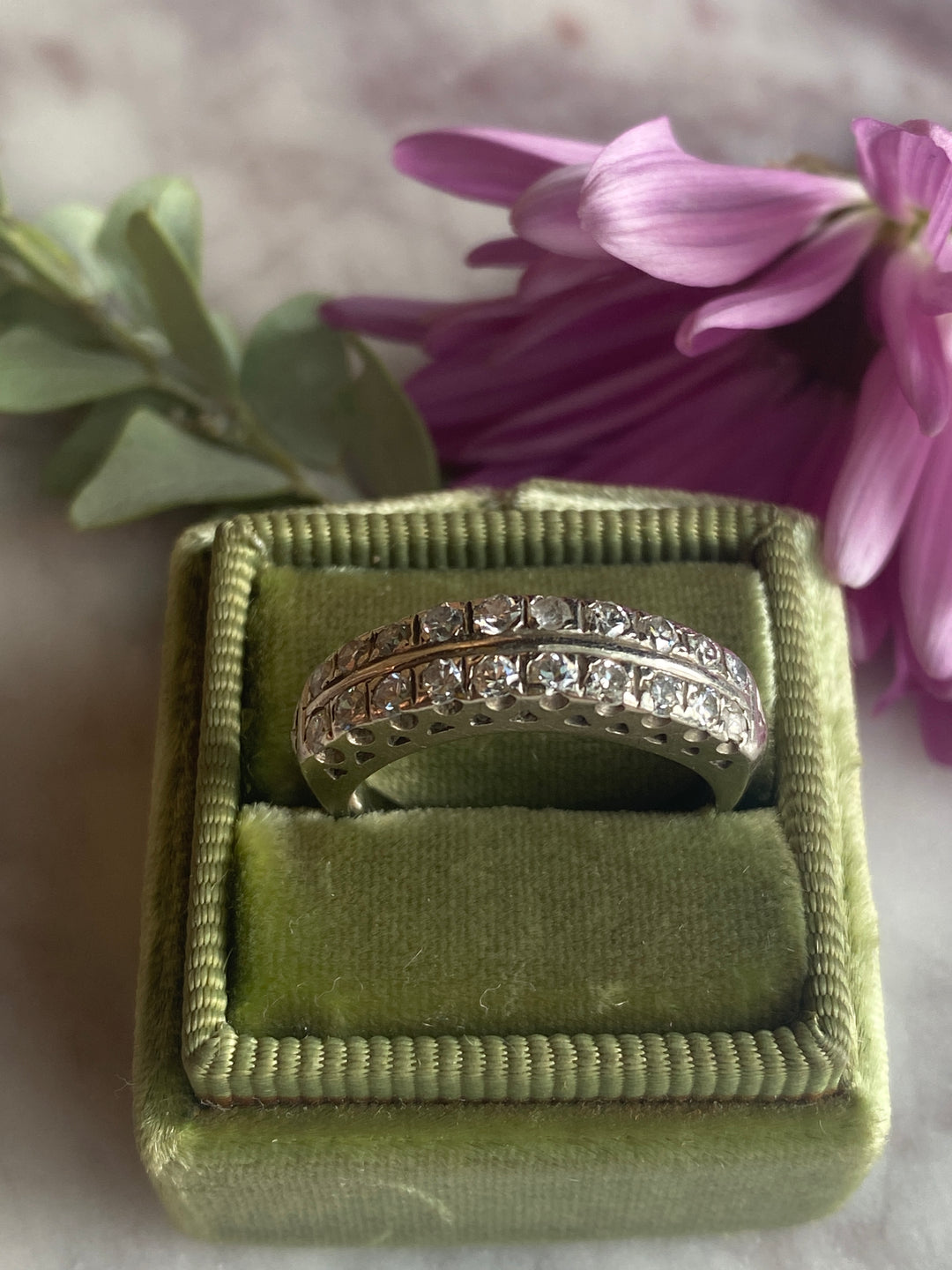 14k Double Band Diamond Ring