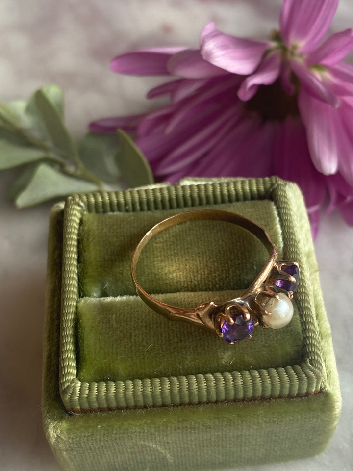 Amethyst and Pearl Ring