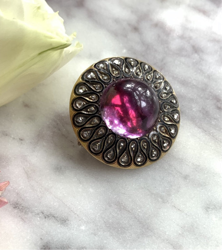 *Hold for M* Amethyst & Diamond Circle Brooch 1860