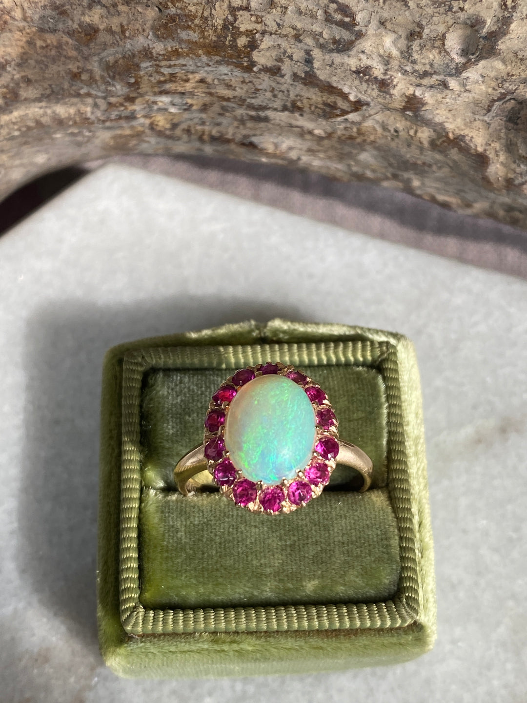 14k Australian Opal & Pink Paste Ring