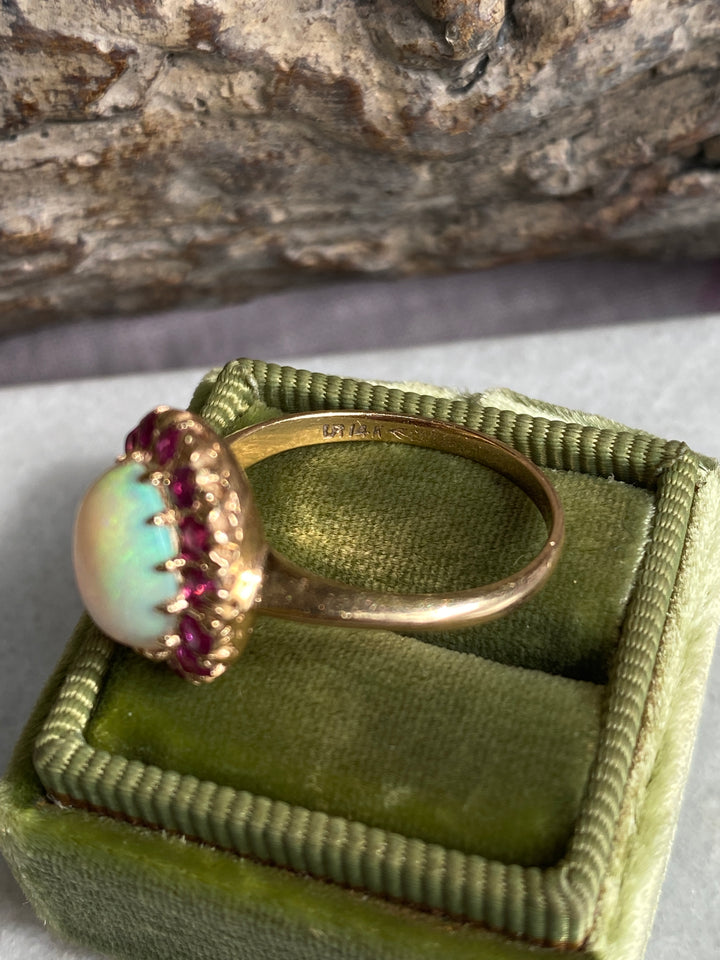 14k Australian Opal & Pink Paste Ring