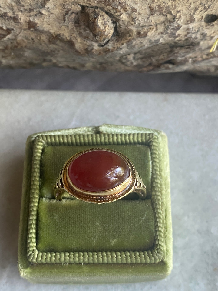 14k Art Deco Carnelian Ring