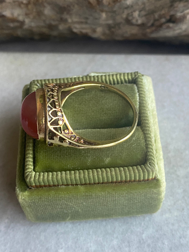 14k Art Deco Carnelian Ring