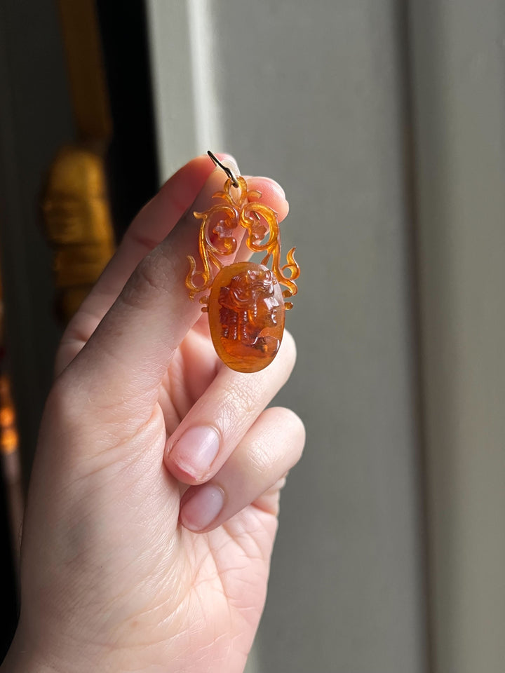 Diana Tortoise Cameo Earrings c. 1870