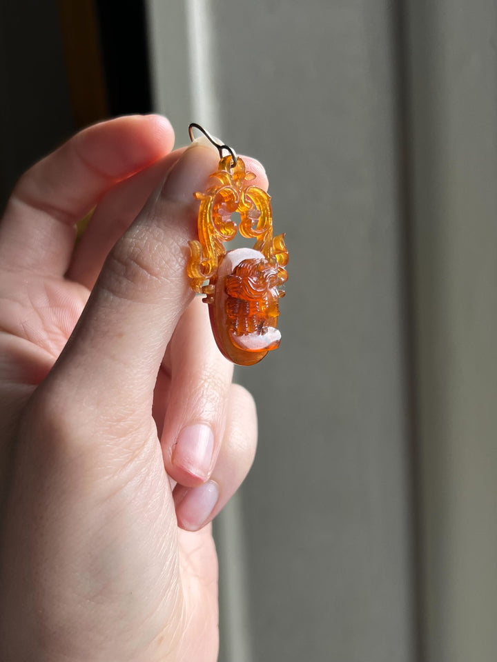 Diana Tortoise Cameo Earrings c. 1870