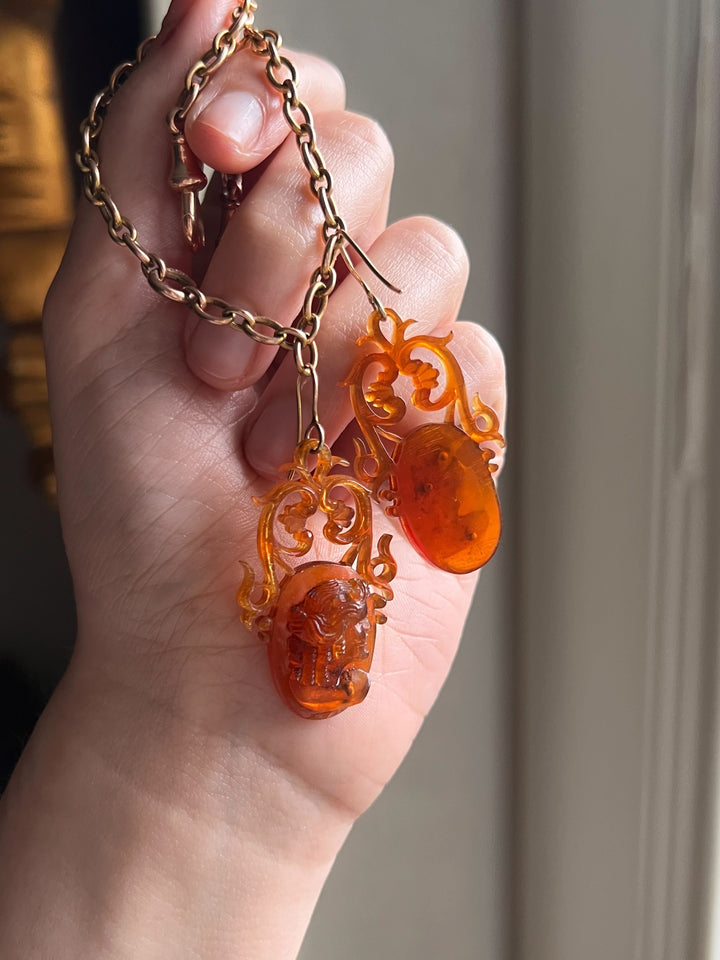 Diana Tortoise Cameo Earrings c. 1870
