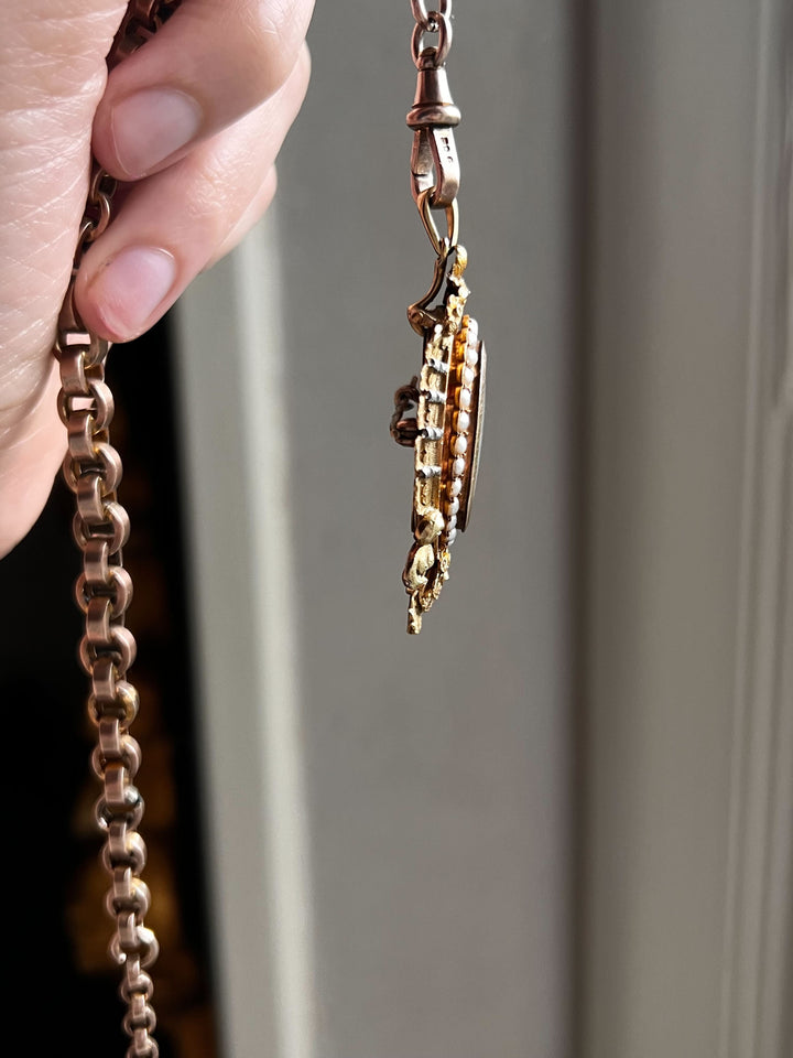 Superb French Portrait in 18k with Pearls