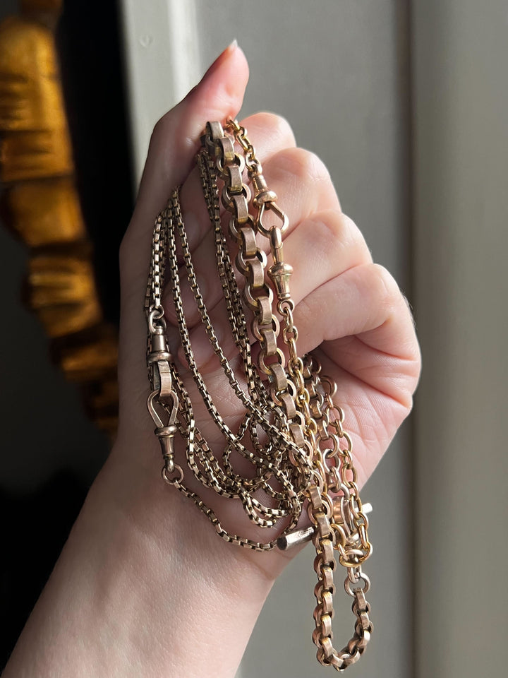 12" Victorian 9k Gold Rollo Watch Chain
