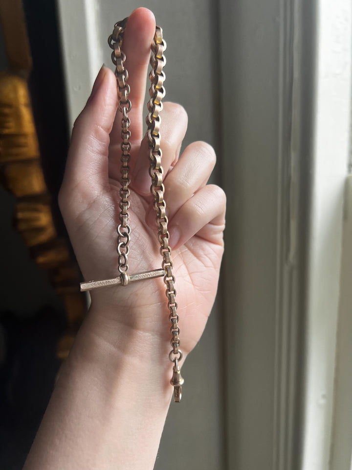 12" Victorian 9k Gold Rollo Watch Chain