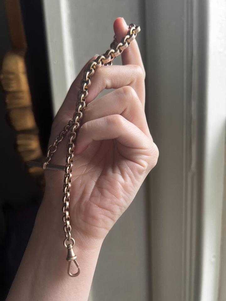 12" Victorian 9k Gold Rollo Watch Chain