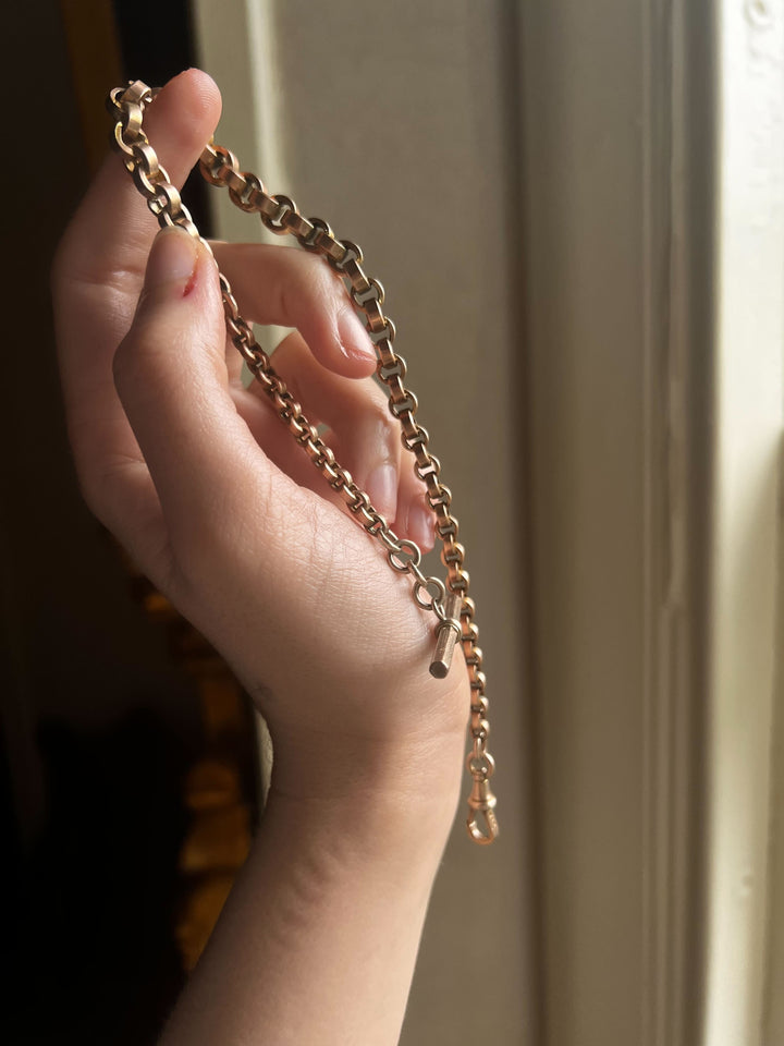 12" Victorian 9k Gold Rollo Watch Chain