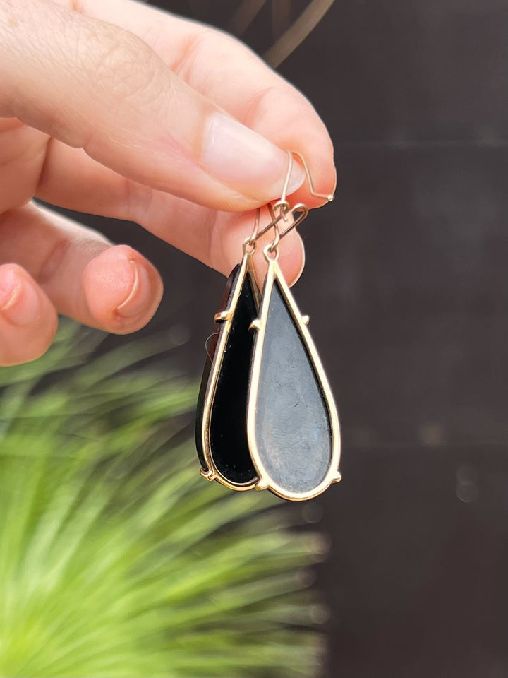 Onyx and Micromosaic Earrings in 9k Gold