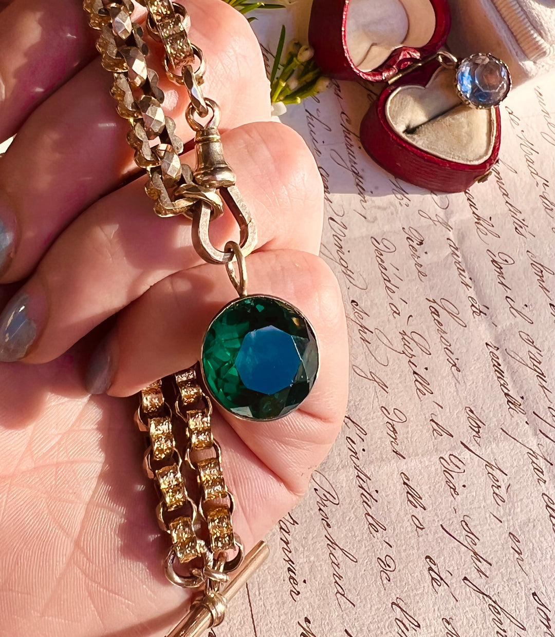 Massive Georgian 'Emerald' Paste Conversion Pendant