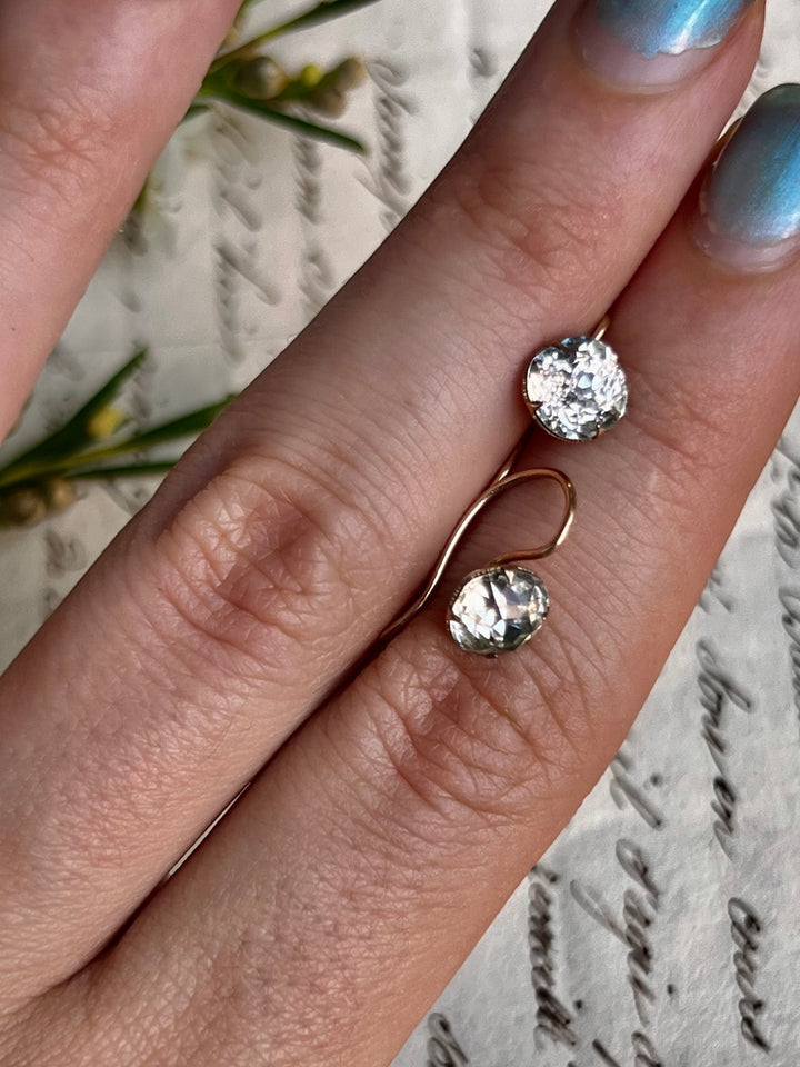 Superb Old Mine Cut 'Diamond' Paste Earrings in 14k