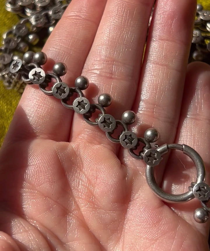 Rare Victorian Sterling Silver Book Chain with Vintage Locket