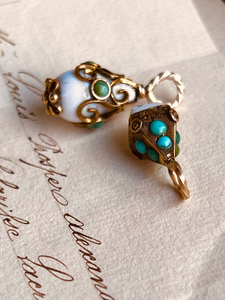 9k Rare White Coral Victorian Geometric Pendant