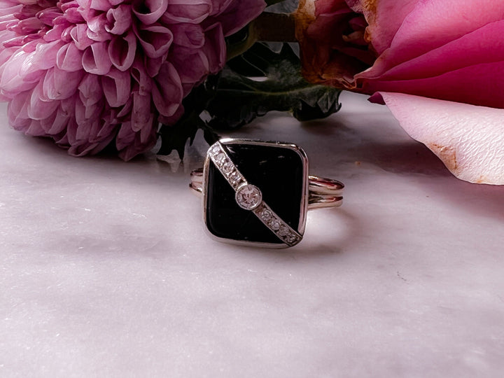 Platinum and Diamond Onyx Conversion Ring