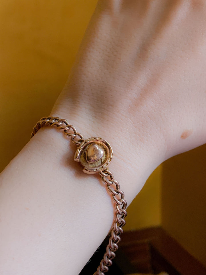 9k English Heart and Horseshoe Bracelet *Include 2 ribbons*
