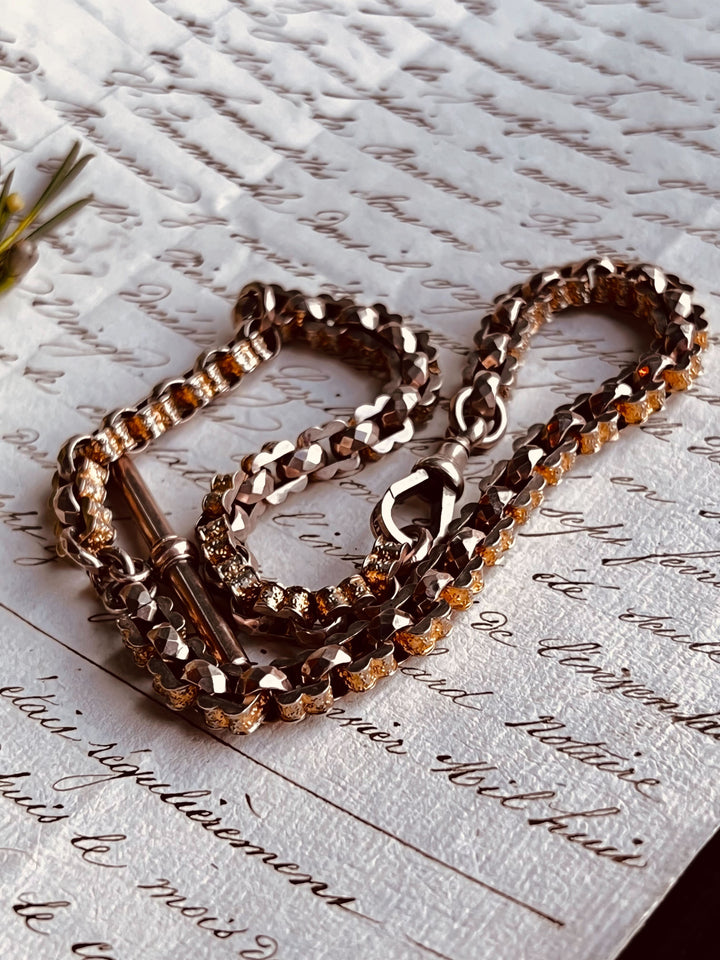 Fabulous Star Studded 9k Gold T-Bar Chain