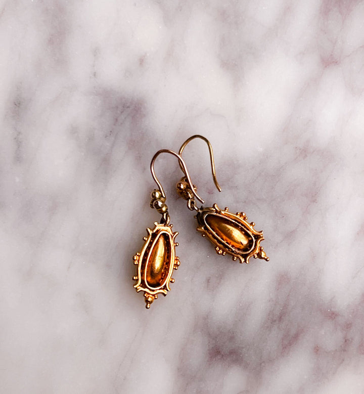 Superb Georgian Foiled Pink Topaz Earrings