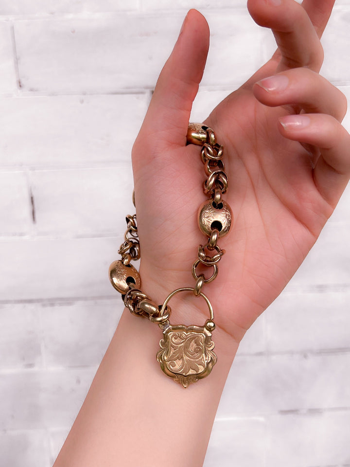 Special Pinchbeck & Brass Bracelet with Victorian Padlock