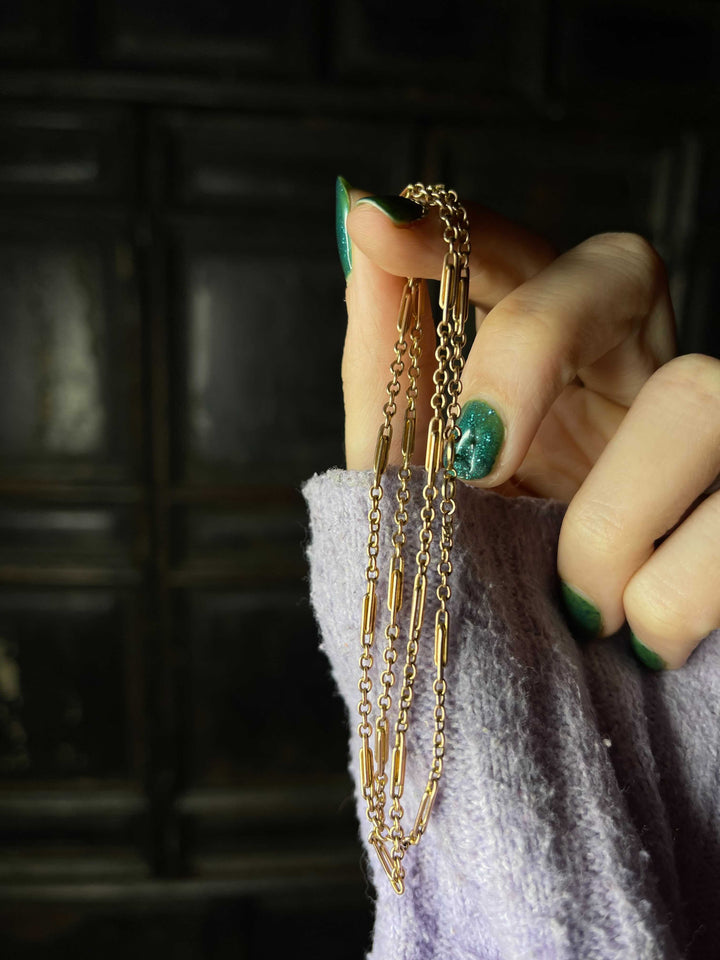 10k Pink Gold American Station Chain *include yellow ribbon*