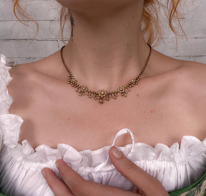 Stunning Archaeological Revival Pearl Fringe Necklace
