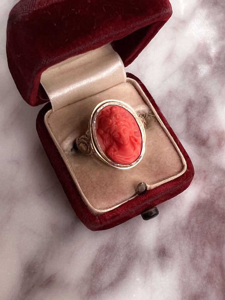 Coral Cameo of Goddess Flora c. 1850