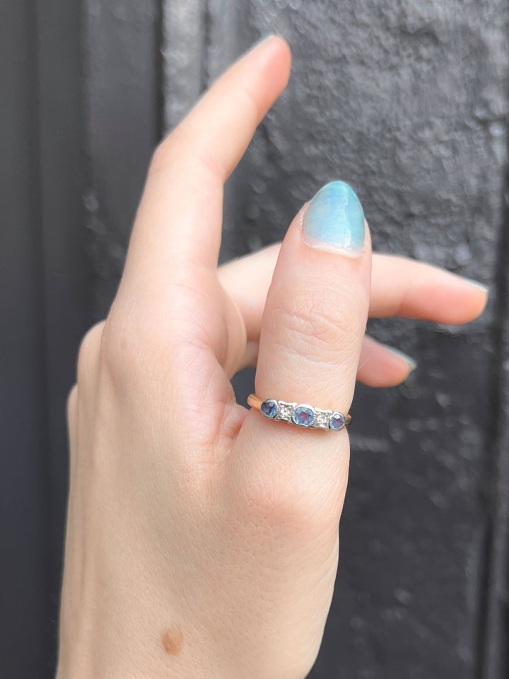 18k and Platinum Sapphire Band with Diamonds