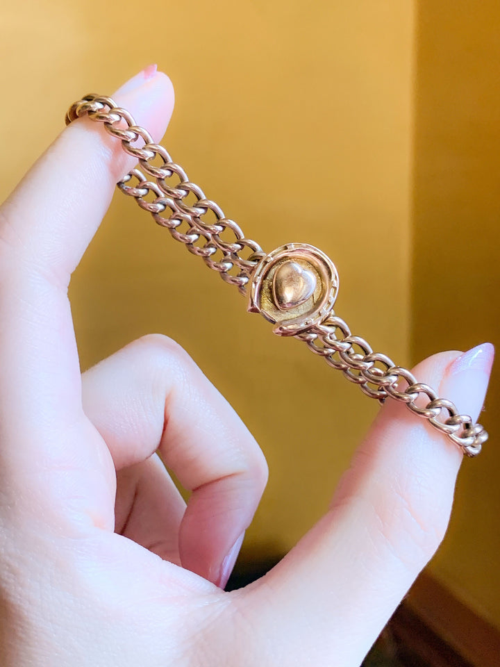 9k English Heart and Horseshoe Bracelet *Include 2 ribbons*