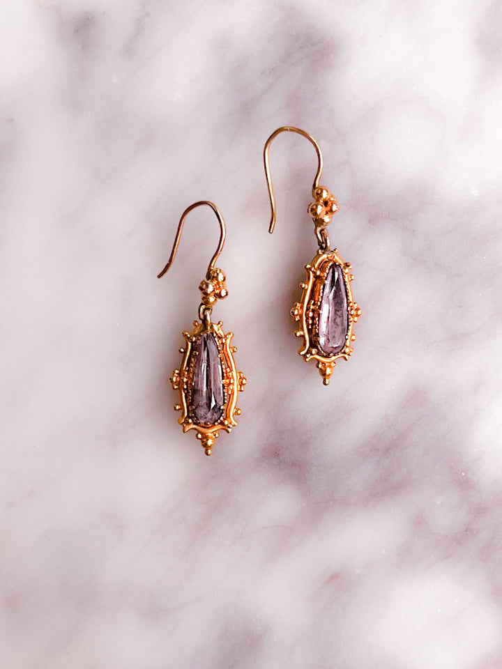 Superb Georgian Foiled Pink Topaz Earrings