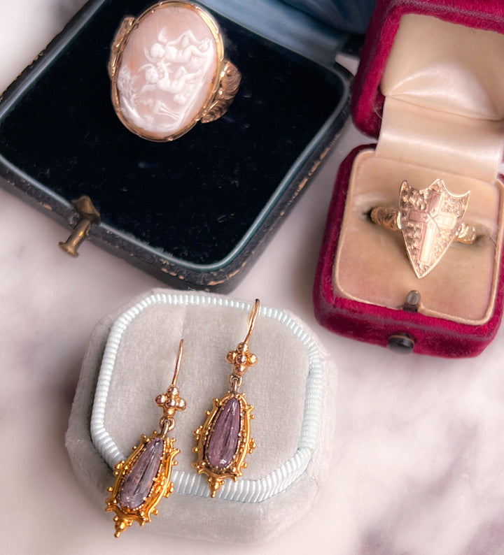 Superb Georgian Foiled Pink Topaz Earrings