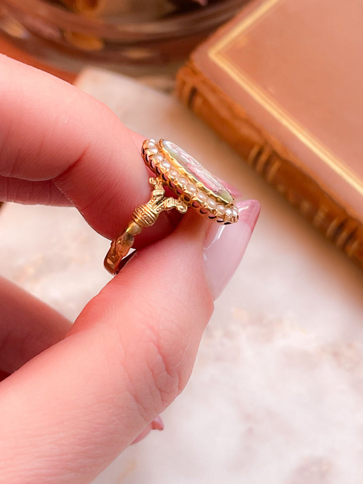 Fully Hallmarked 19th C French Enamel Ring in 18k