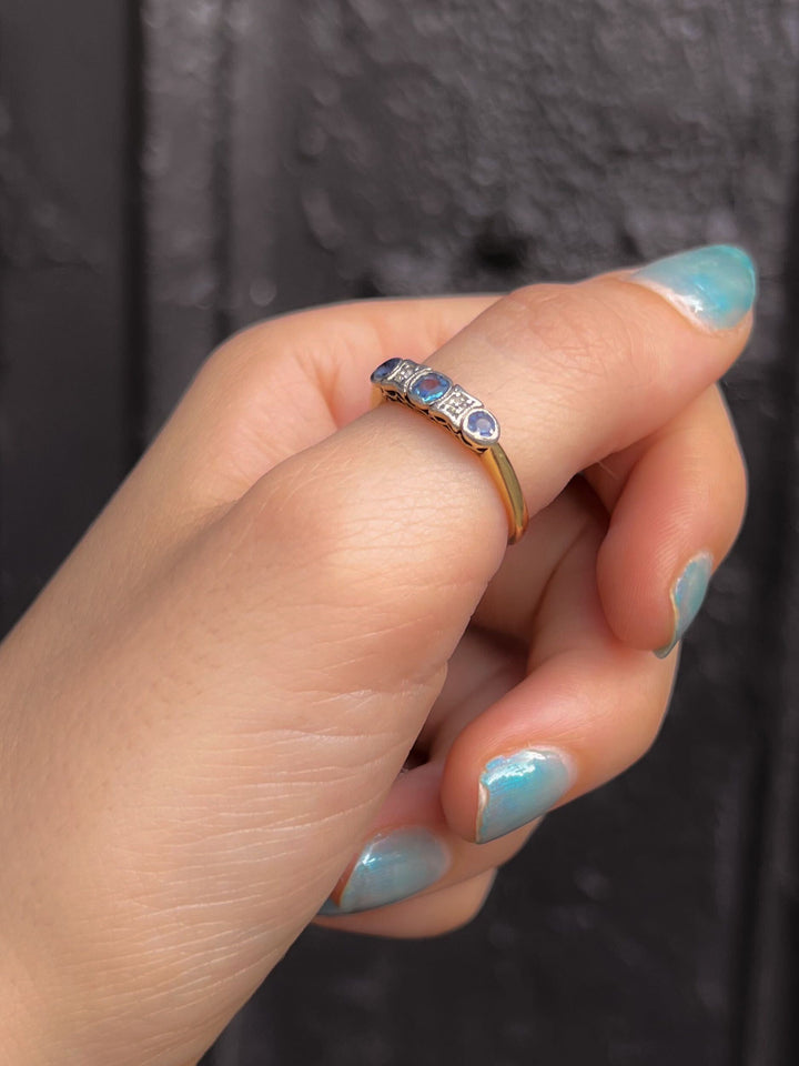 18k and Platinum Sapphire Band with Diamonds