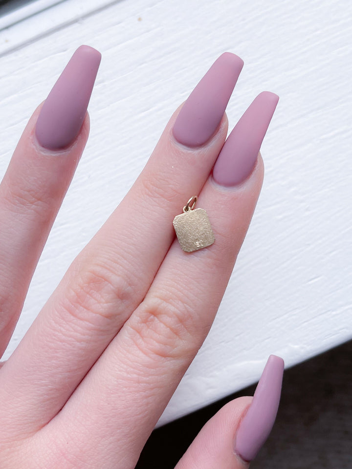 14k Black Enamel "D" Charm with Ribbon